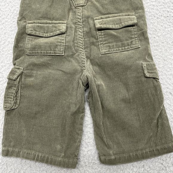 Old Navy Corduroy Bibs Baby 6/12 month Green Cargo Overalls Pockets Pants Unisex - Picture 8 of 11